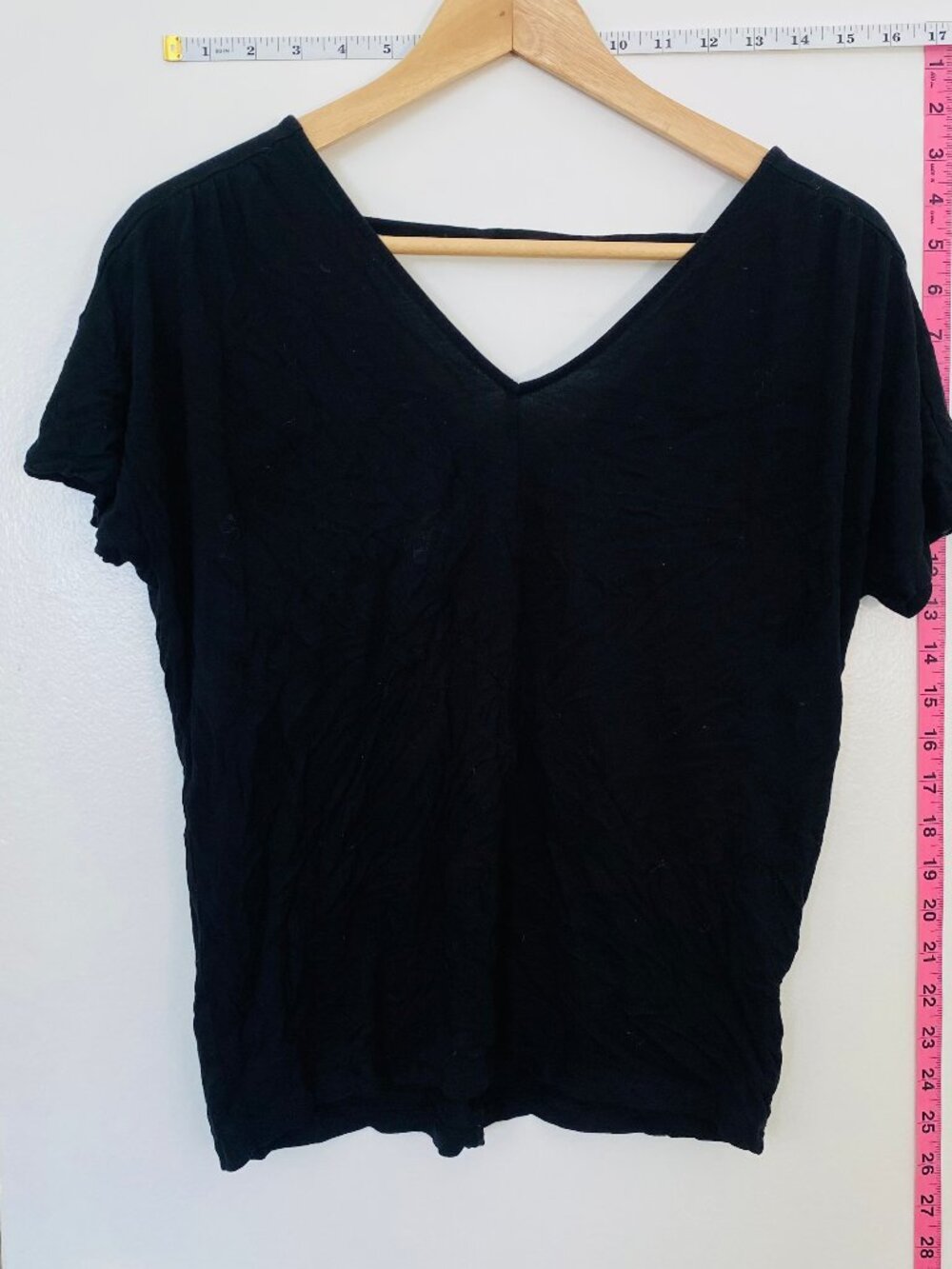 Old Navy Black V-Neck Open Back Strappy Short Sleeve Top